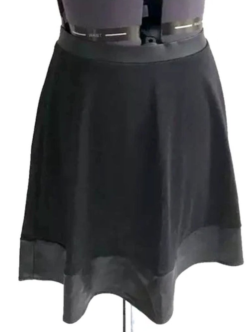 BONGO Black Flare Skirt with Faux Leather Pleather Trim, Size Junior L